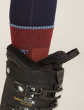 Women's Merino Ski+ Light Over The Calf Socks Port/Baja - 1