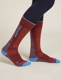 Women's Merino Ski+ Light Over The Calf Socks Port/Baja - 2