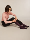 Women's Merino Ski+ Light Over The Calf Socks Java/Black - 2