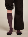 Women's Merino Ski+ Light Over The Calf Socks Java/Black - 3