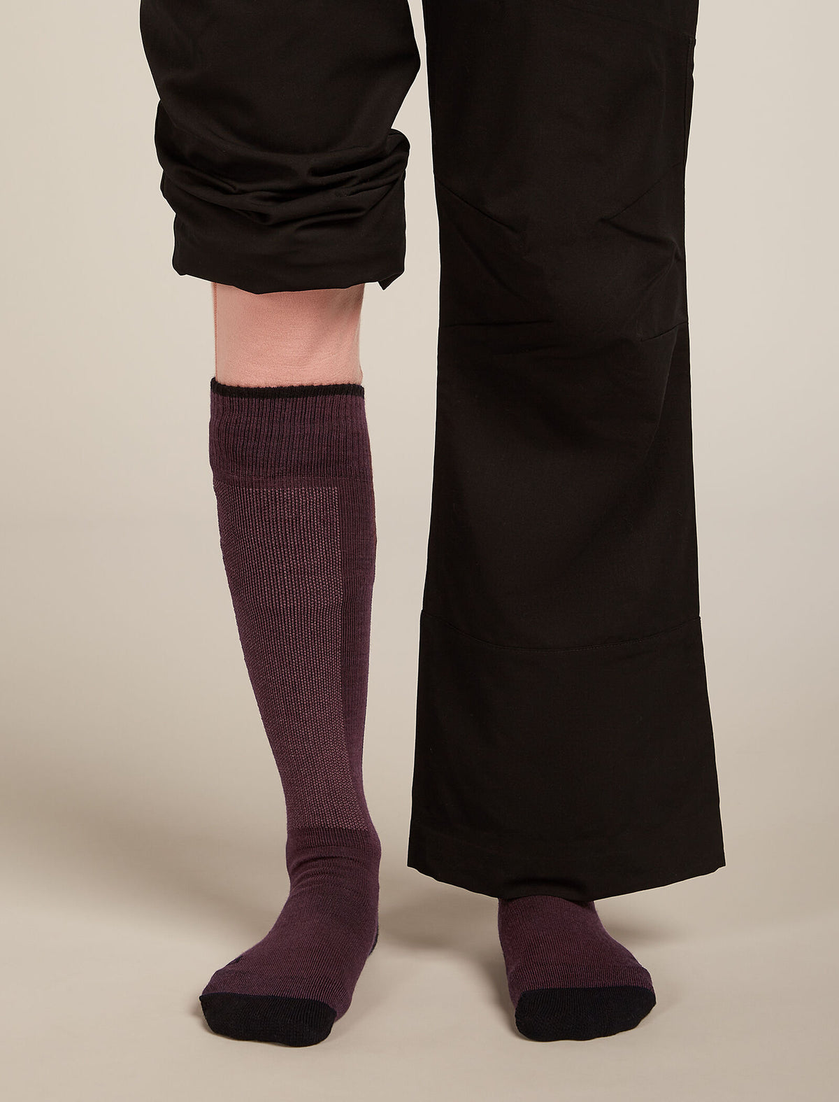 Women's Merino Ski+ Light Over The Calf Socks Java/Black - 3