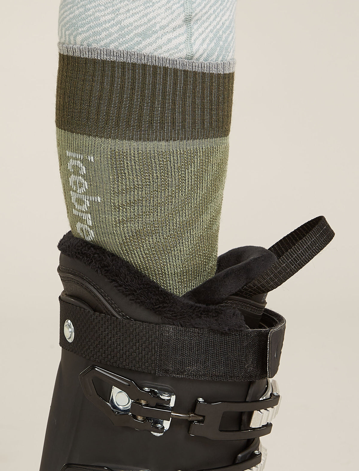 Women's Merino Ski+ Light Over The Calf Socks Mountain Contour Lichen/Loden - 1