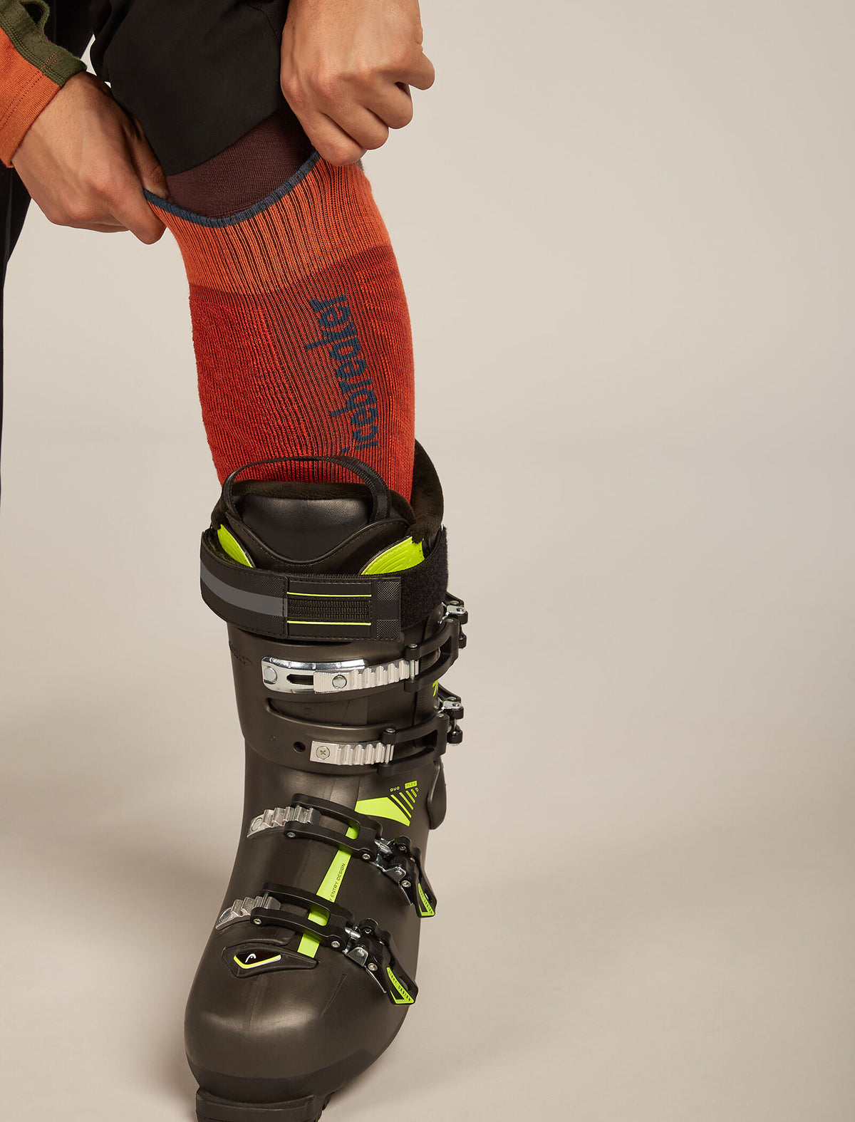 Men's Merino Ski+ Light Over The Calf Socks Mountain Contour Agate/Fervid/Atlantis - 1