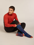 Men's Merino Blend Ski+ Medium Over The Calf Mountain Contour Socks Atlantis/Agate/Fervid - 2