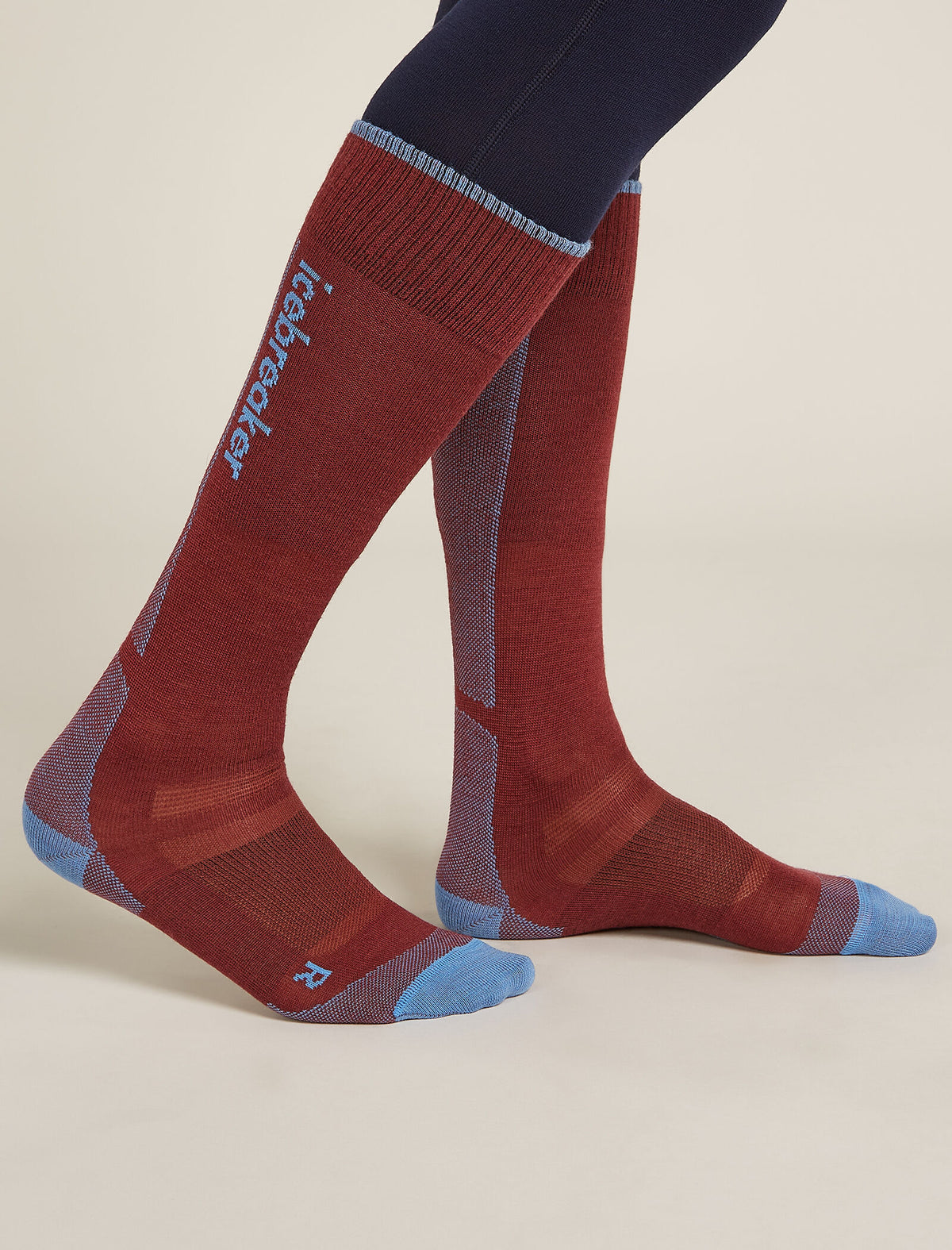 Women's Merino Ski+ Ultralight Over The Calf Socks Port/Baja - 2