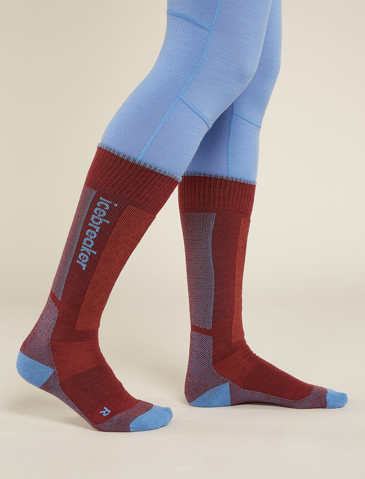 Women's Merino Ski+ Medium Over The Calf Socks Port/Baja - 2