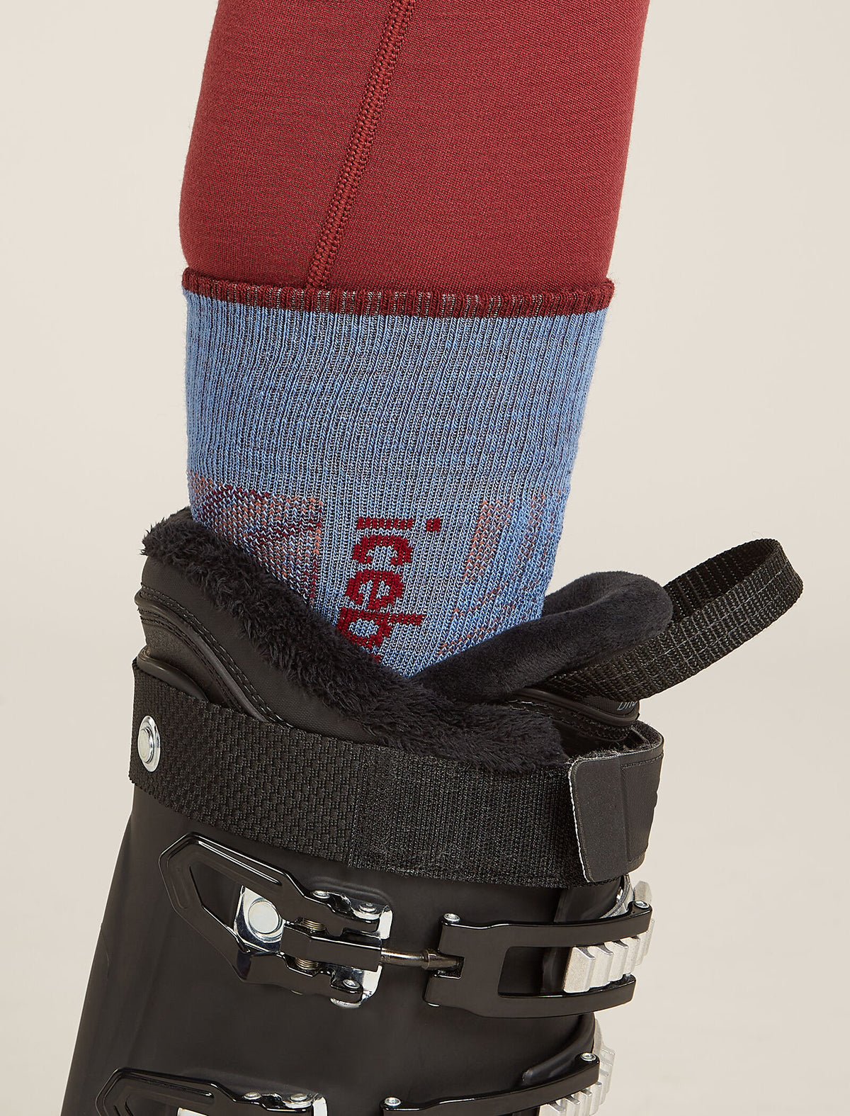 Women's Merino Blend Ski+ Medium Over The Calf Socks Mountain Contour Baja - 1