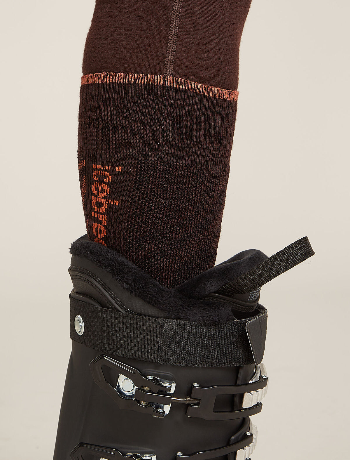 Women's Merino Blend Ski+ Medium Over The Calf Socks Mountain Contour Bittersweet - 1