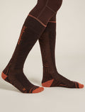 Women's Merino Blend Ski+ Medium Over The Calf Socks Mountain Contour Bittersweet - 2