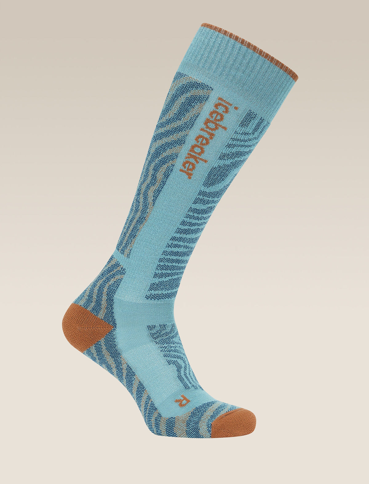 Women's Merino Blend Ski+ Medium Over The Calf Socks Mountain Contour Hydro/Trail - 4