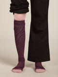 Women's Merino Blend Ski+ Medium Over The Calf Socks Mountain Contour Java/Blush - 3