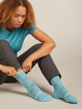 Women's Merino Lifestyle Ultralight Crew Socks Camp Essential Hydro/Topaz - 2
