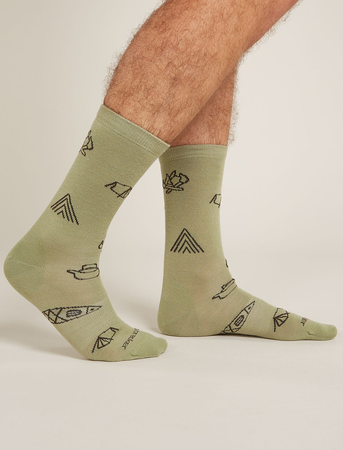 Men's Merino Lifestyle Ultralight Crew Socks Camp Essentials Lichen/Bittersweet - 2