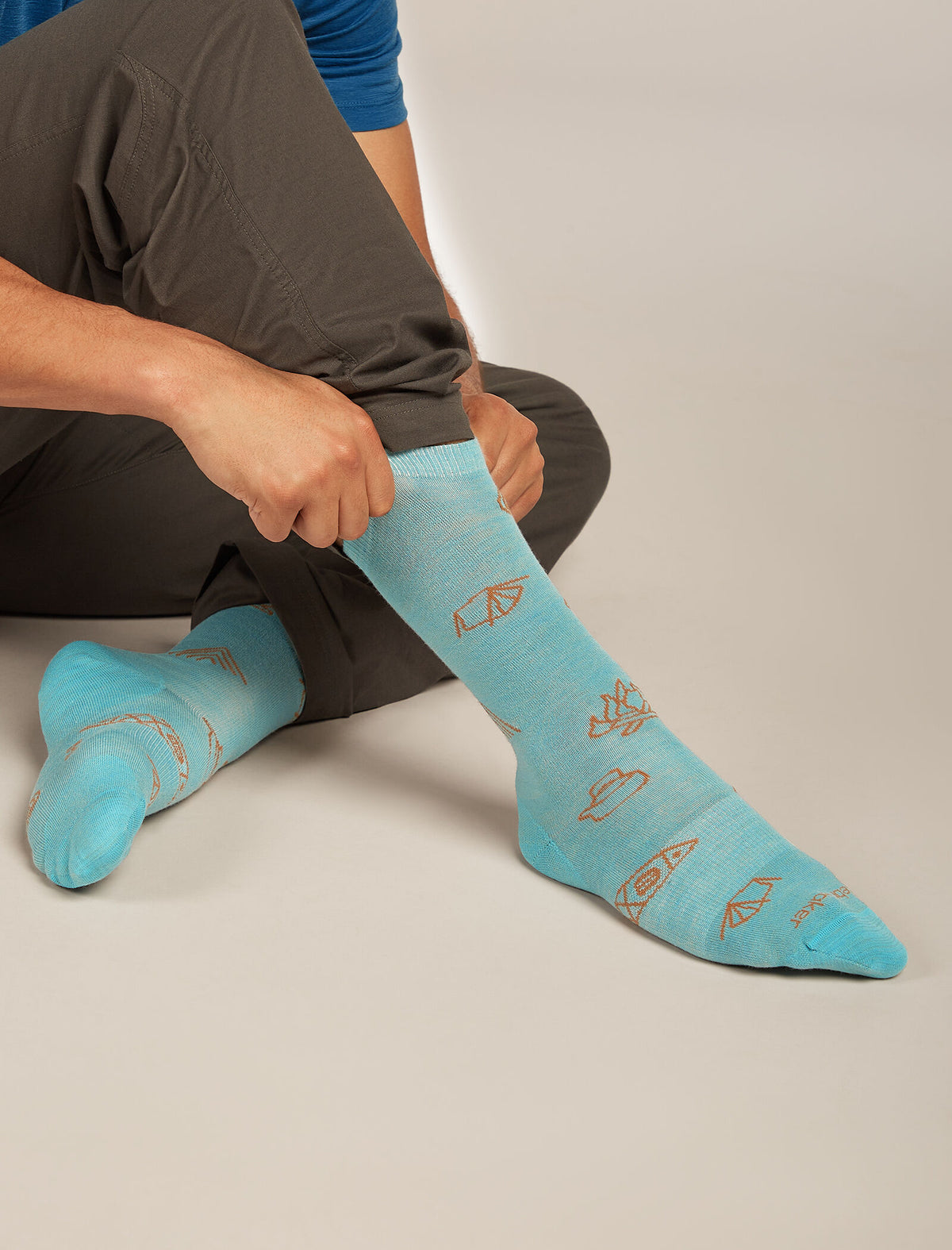Men's Merino Lifestyle Ultralight Crew Socks Camp Essentials Hydro/Trail - 2