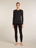 Women's Merino 200 Oasis Long Sleeve Crewe Thermal Top Snow Day Black/Acid Pink - 3