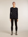 Women's Merino 200 Oasis Long Sleeve Crewe Thermal Top Snow Day Black/Acid Pink - 6