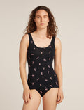 Women's Merino 150 Siren Tank Snow Day Black/Acid Pink - 1