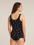 Women's Merino 150 Siren Tank Snow Day Black/Acid Pink - 2