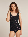 Women's Merino 150 Siren Tank Snow Day Black/Acid Pink - 6