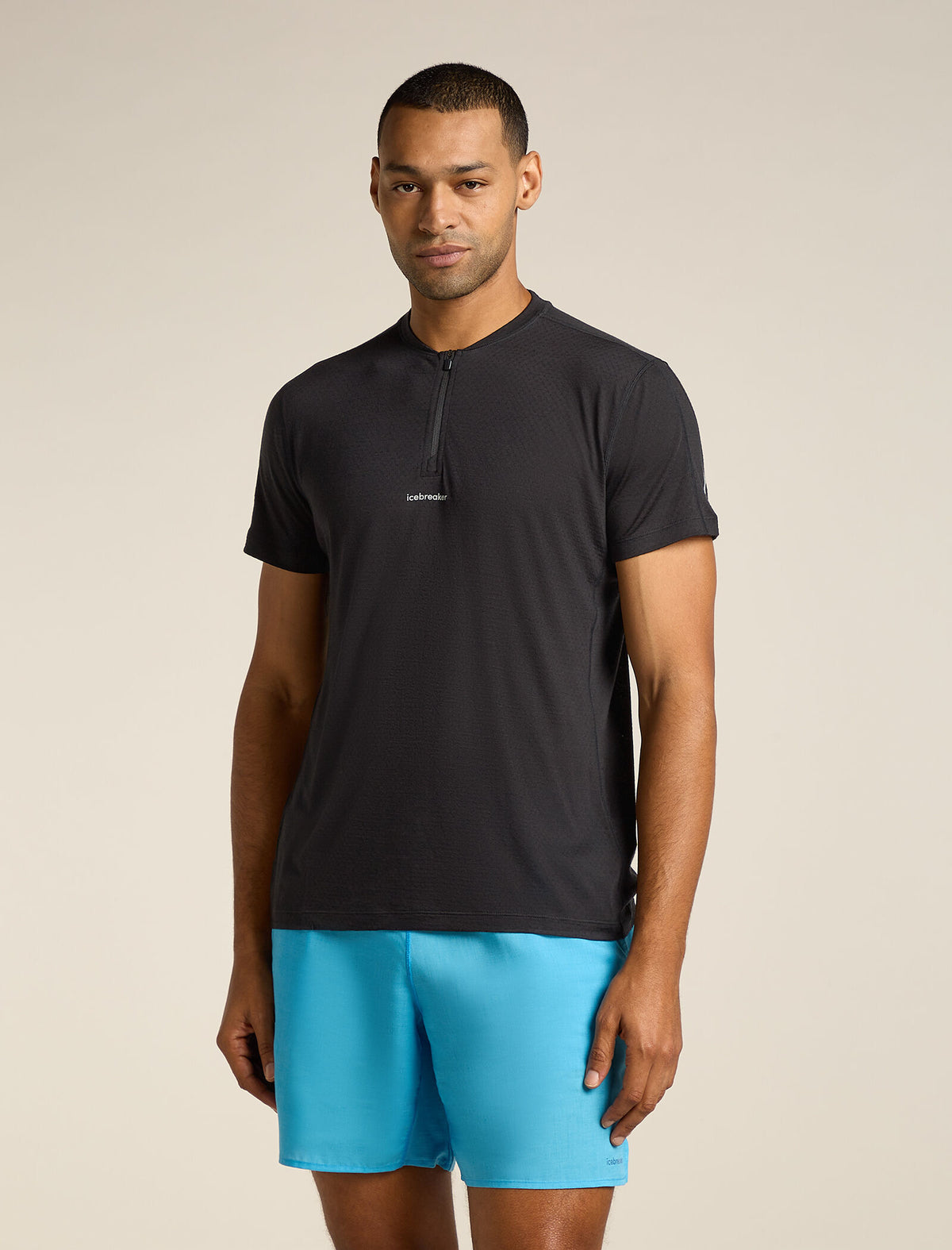 Men's Merino Blend 125 Cool-Lite™ Speed Short Sleeve Quarter Zip Top Black - 1