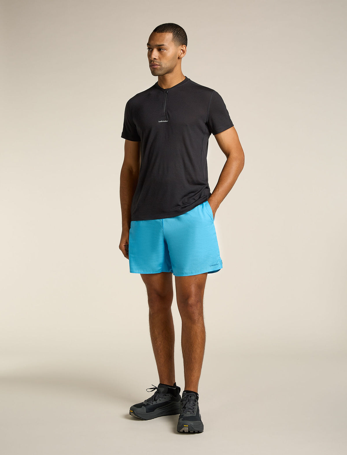 Men's Merino Blend 125 Cool-Lite™ Speed Short Sleeve Quarter Zip Top Black - 3