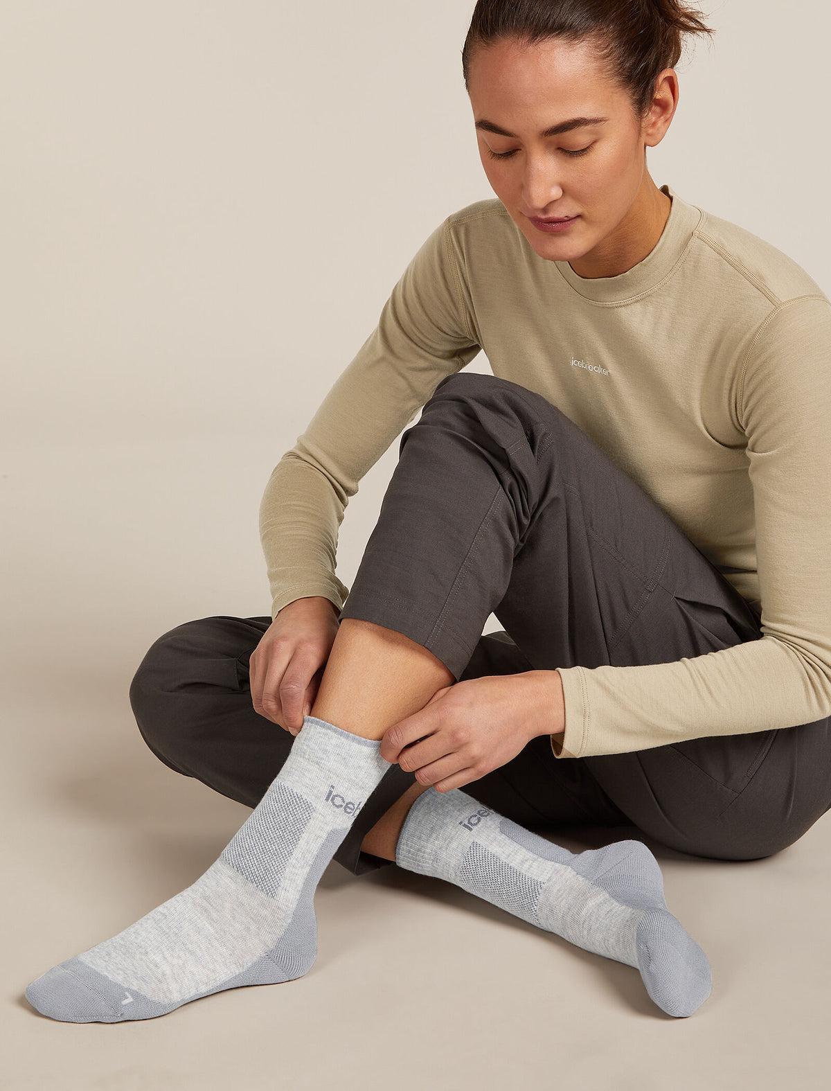 Women's Merino Hike+ Medium Crew Socks Blizzard Hthr/Alloy - 2