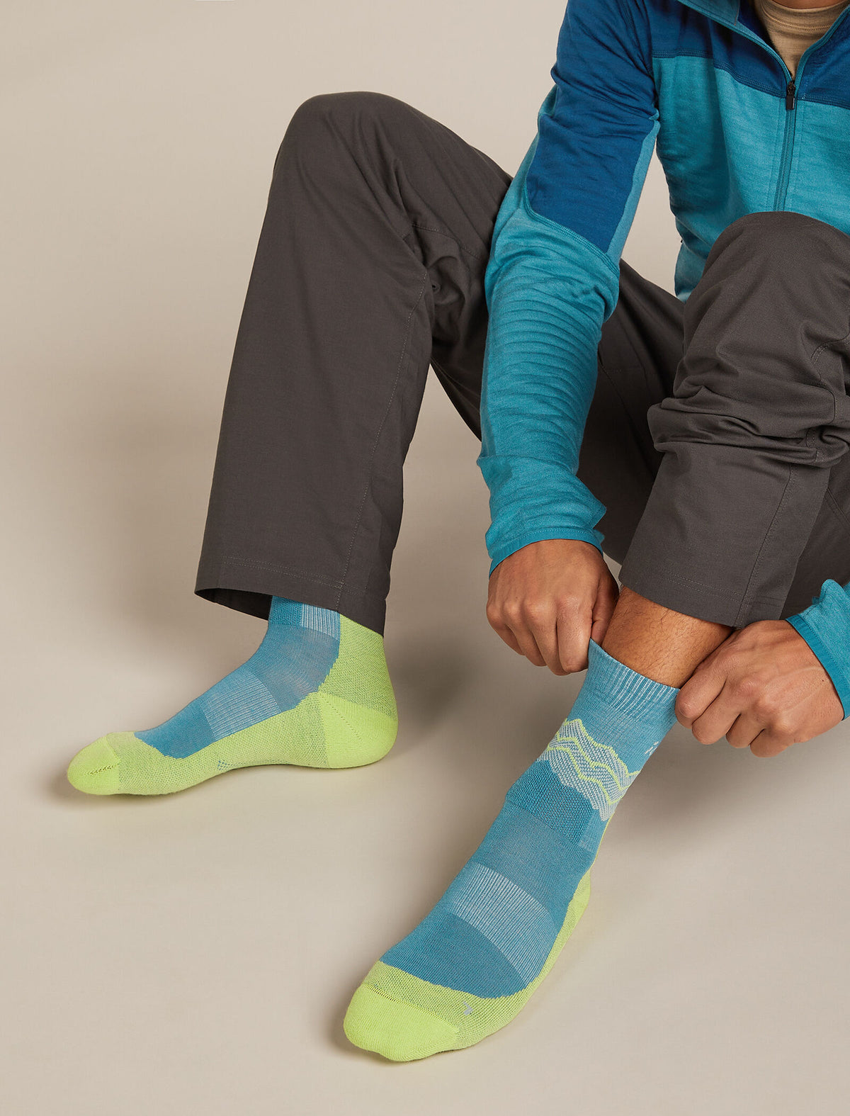 Chaussettes mérinos moyen Hike+ Across the Peaks Men's Topaz/Peridot/Seaglass - 2