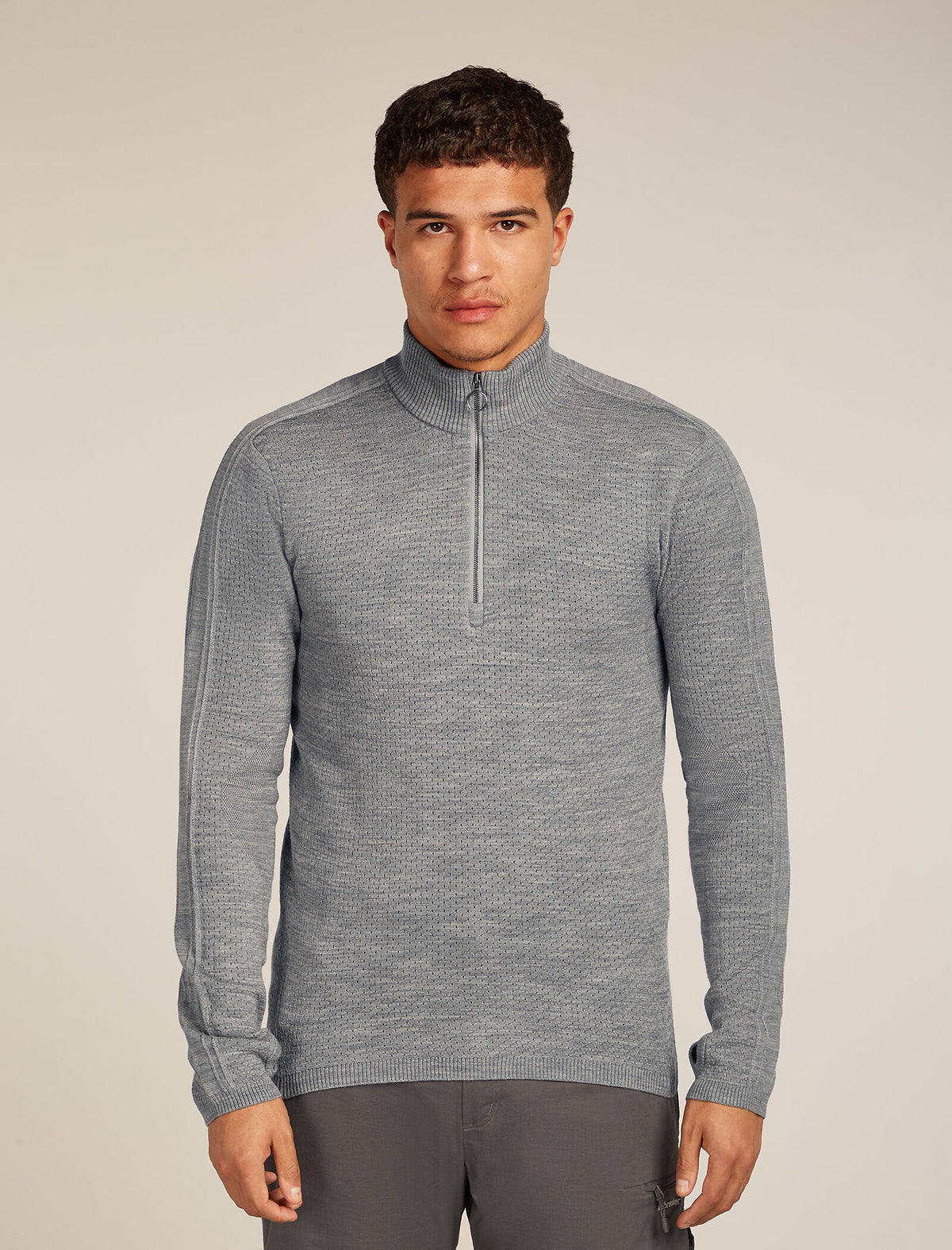 Men's Merino icebreaker Anniversary Original Long Sleeve Half Zip Top Metro Heather - 1