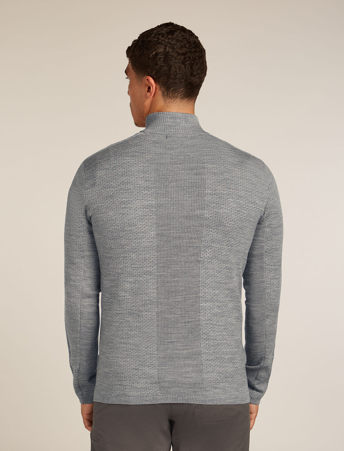 Men's Merino icebreaker Anniversary Original Long Sleeve Half Zip Top Metro Heather - 2