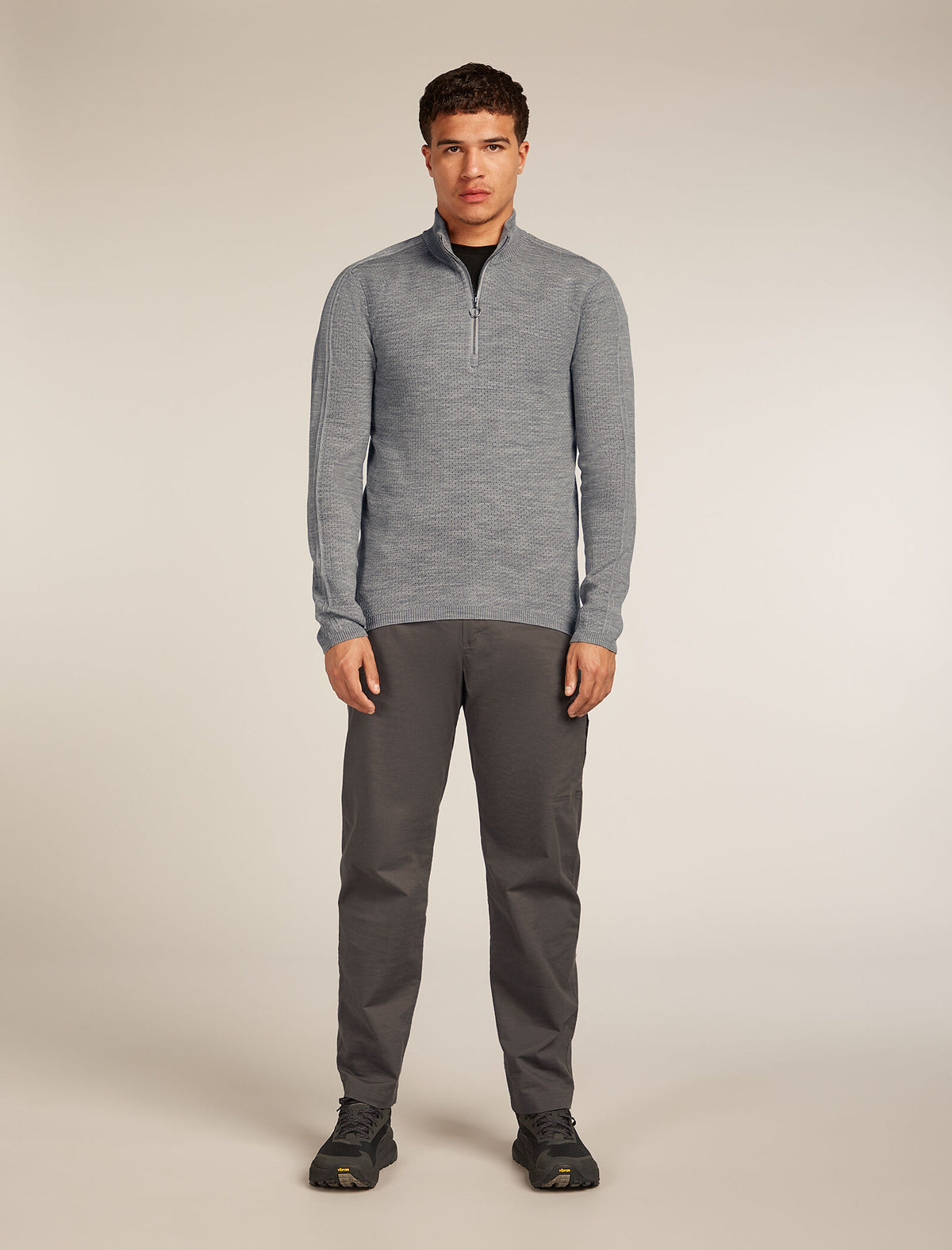 Men's Merino icebreaker Anniversary Original Long Sleeve Half Zip Top Metro Heather - 3