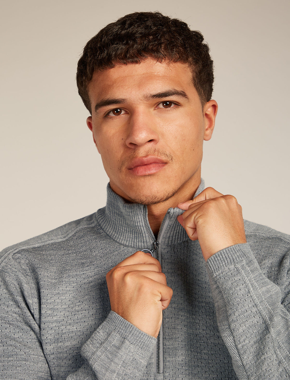 Men's Merino icebreaker Anniversary Original Long Sleeve Half Zip Top Metro Heather - 6