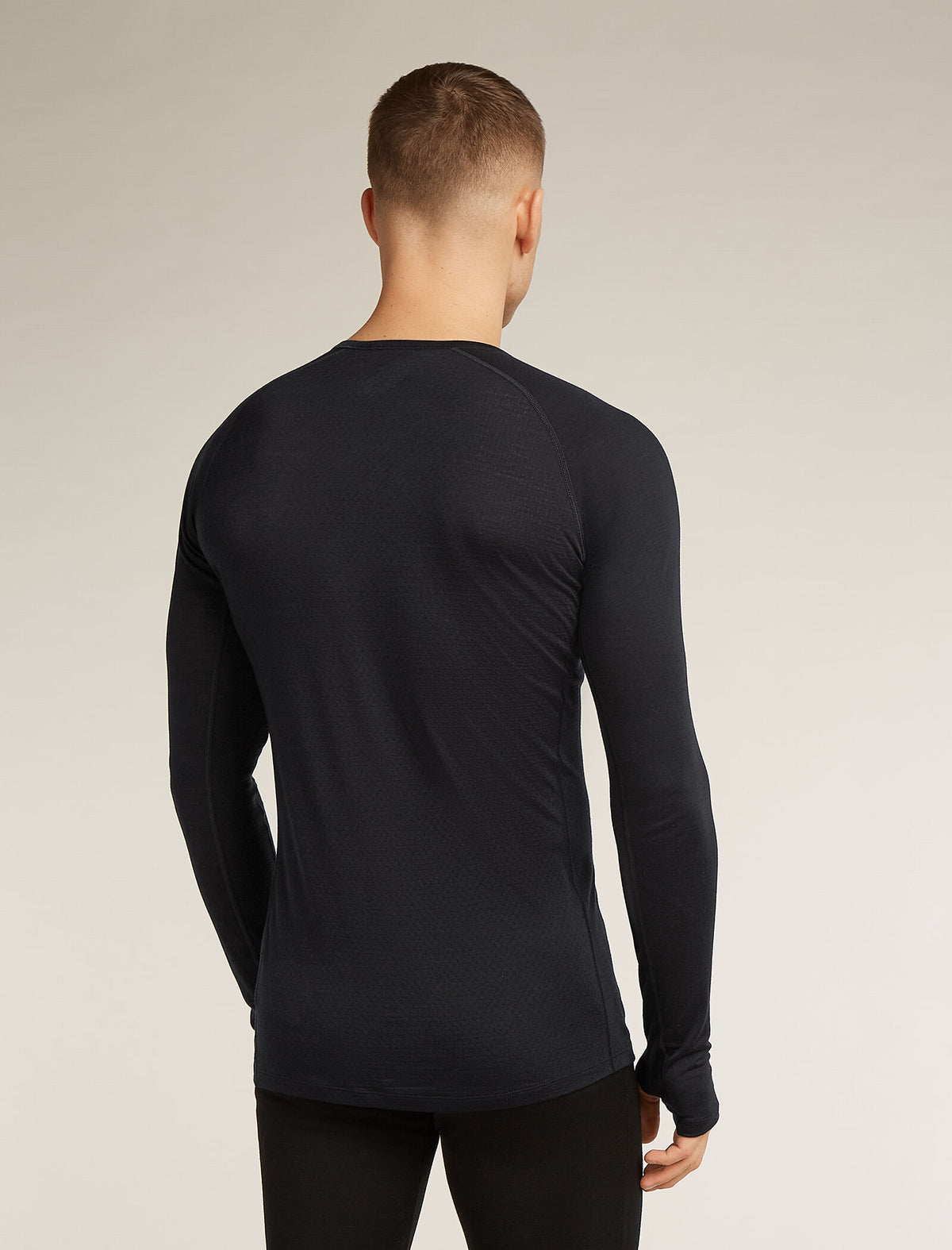 Men's Merino Blend 125 ZoneKnit™ Long Sleeve Crewe Thermal Top Black - 2