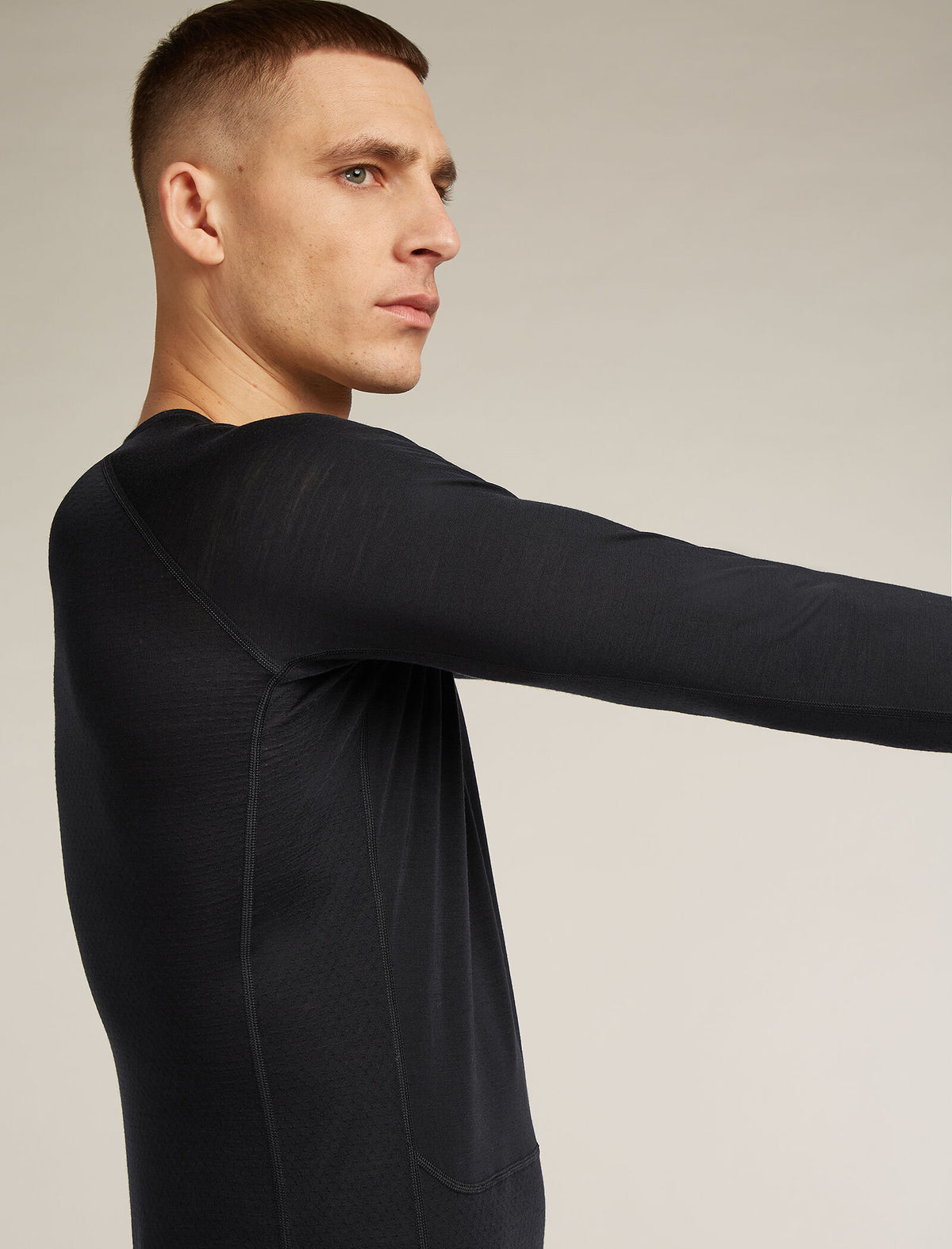 Men's Merino Blend 125 ZoneKnit™ Long Sleeve Crewe Thermal Top Black - 6