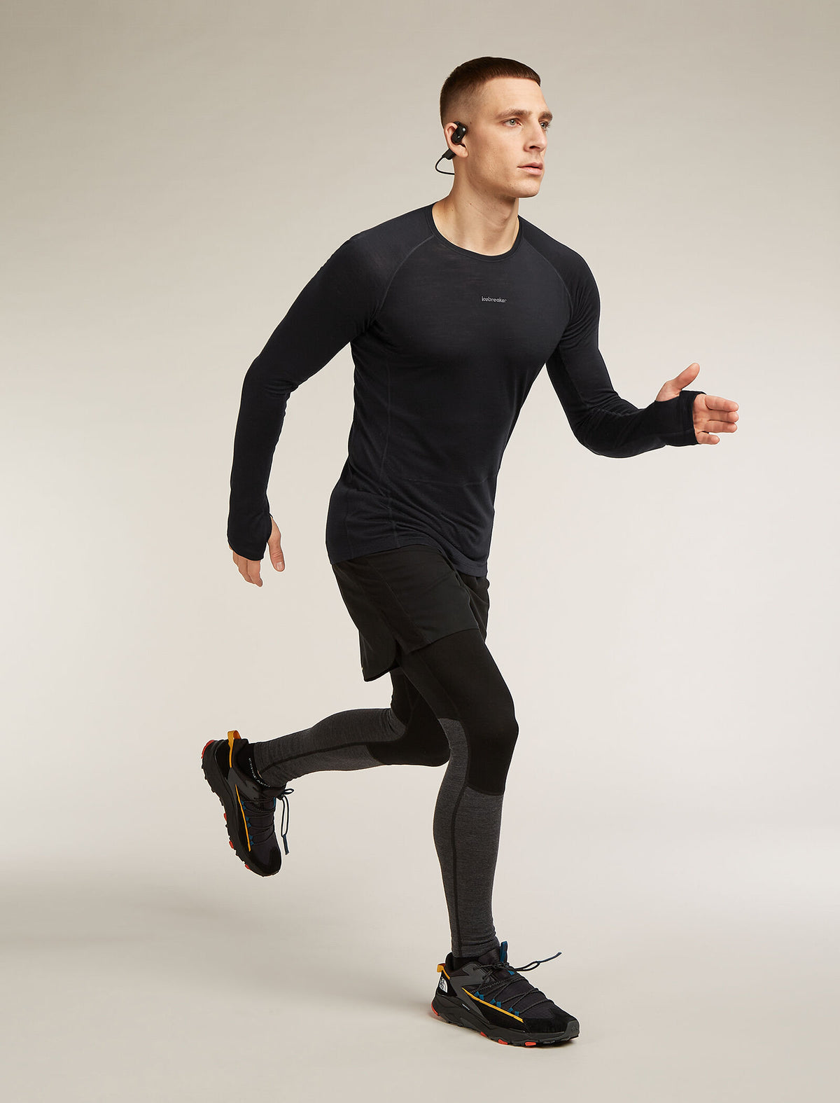 Men's Merino Blend 125 ZoneKnit™ Long Sleeve Crewe Thermal Top Black - 4