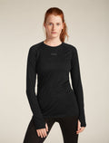 Women's Merino Blend 125 ZoneKnit™ Long Sleeve Crewe Thermal Top Black - 1