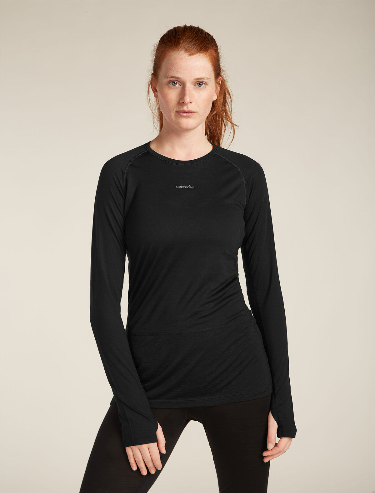 Women's Merino Blend 125 ZoneKnit™ Long Sleeve Crewe Thermal Top Black - 1