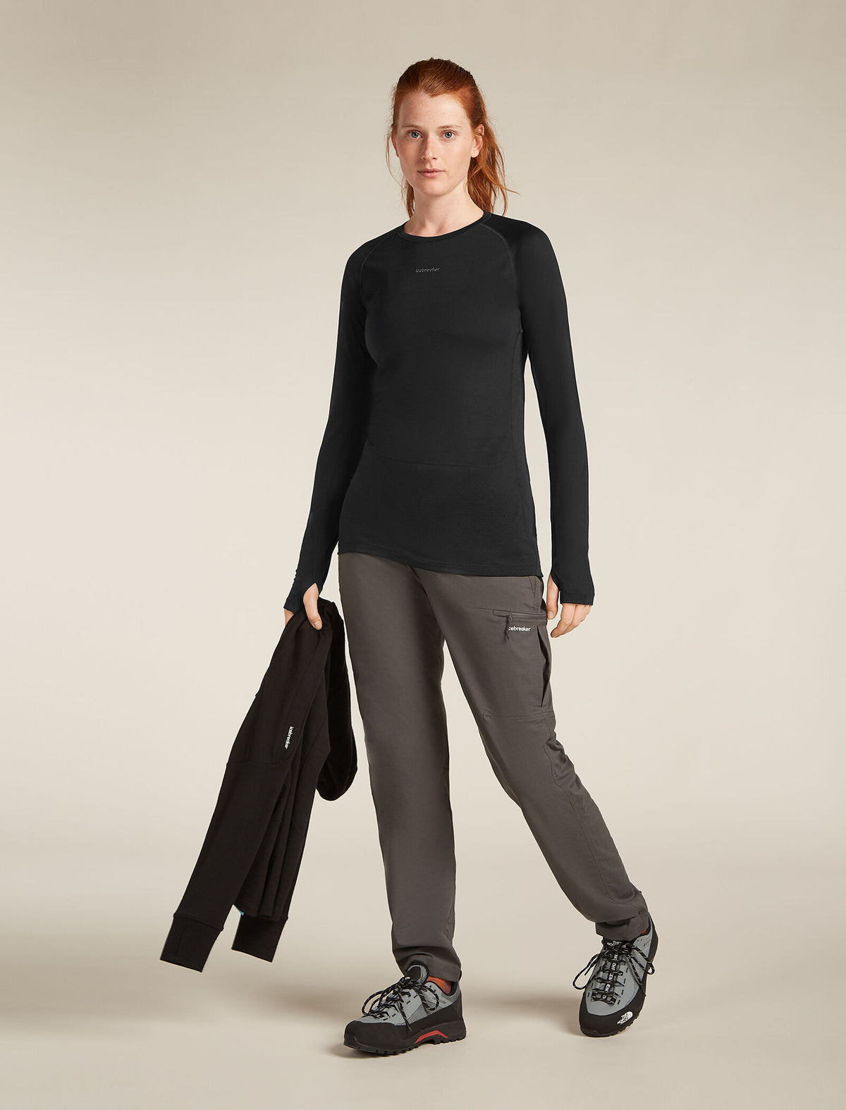 Women's Merino Blend 125 ZoneKnit™ Long Sleeve Crewe Thermal Top Black - 4