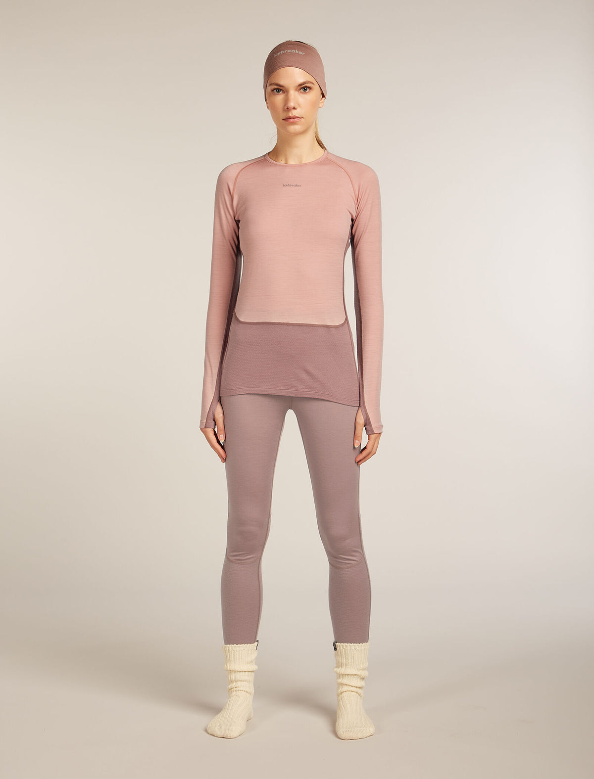 Women's Merino 200 ZoneKnit™ Long Sleeve Crewe Thermal Top Summit/Blush - 10