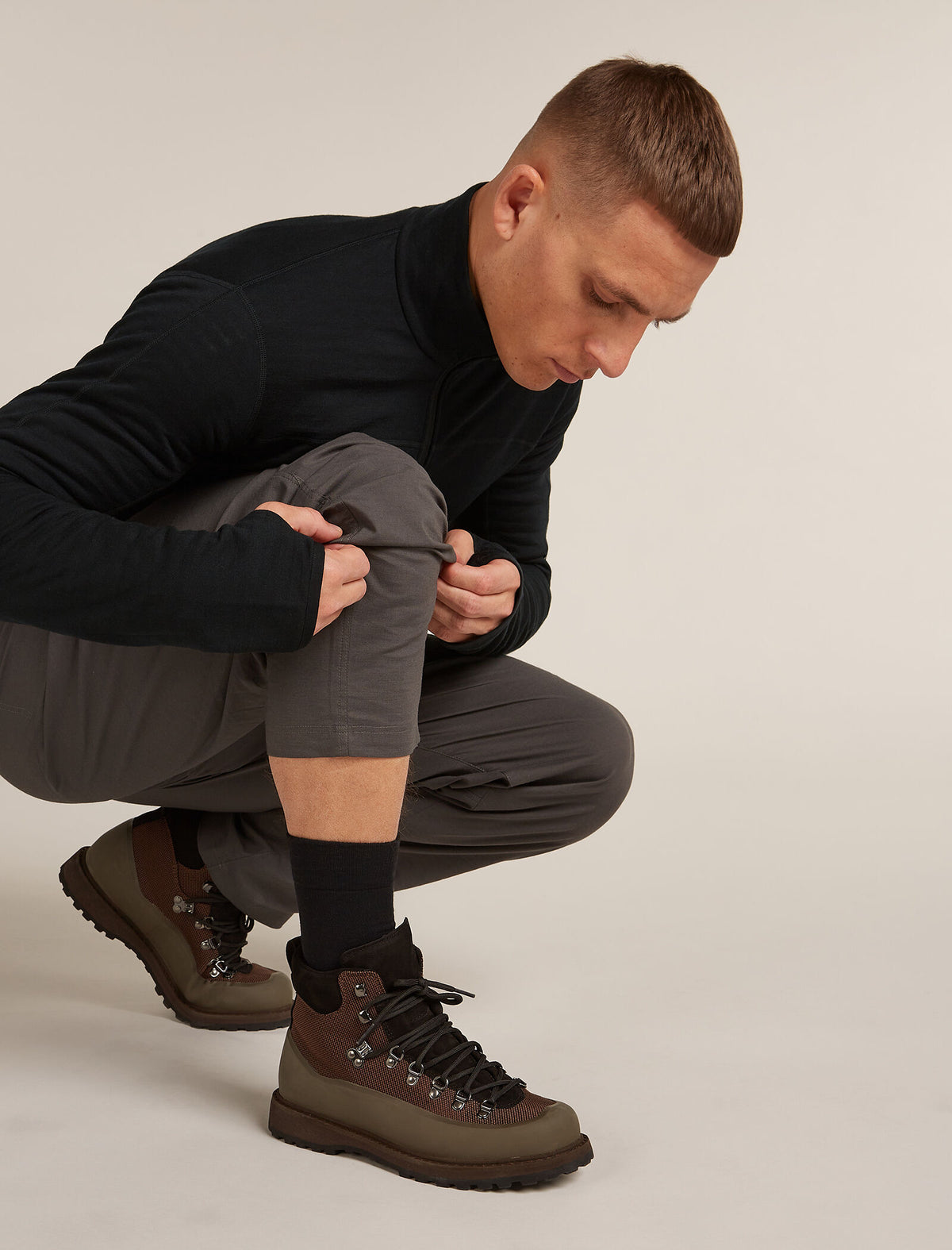Chaussettes Hike+ Liner Crew en mérinos Men's Black - 1