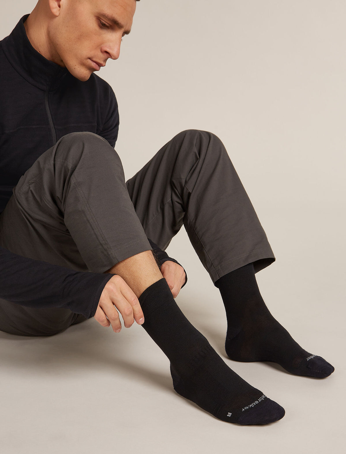 Chaussettes Hike+ Liner Crew en mérinos Men's Black - 2