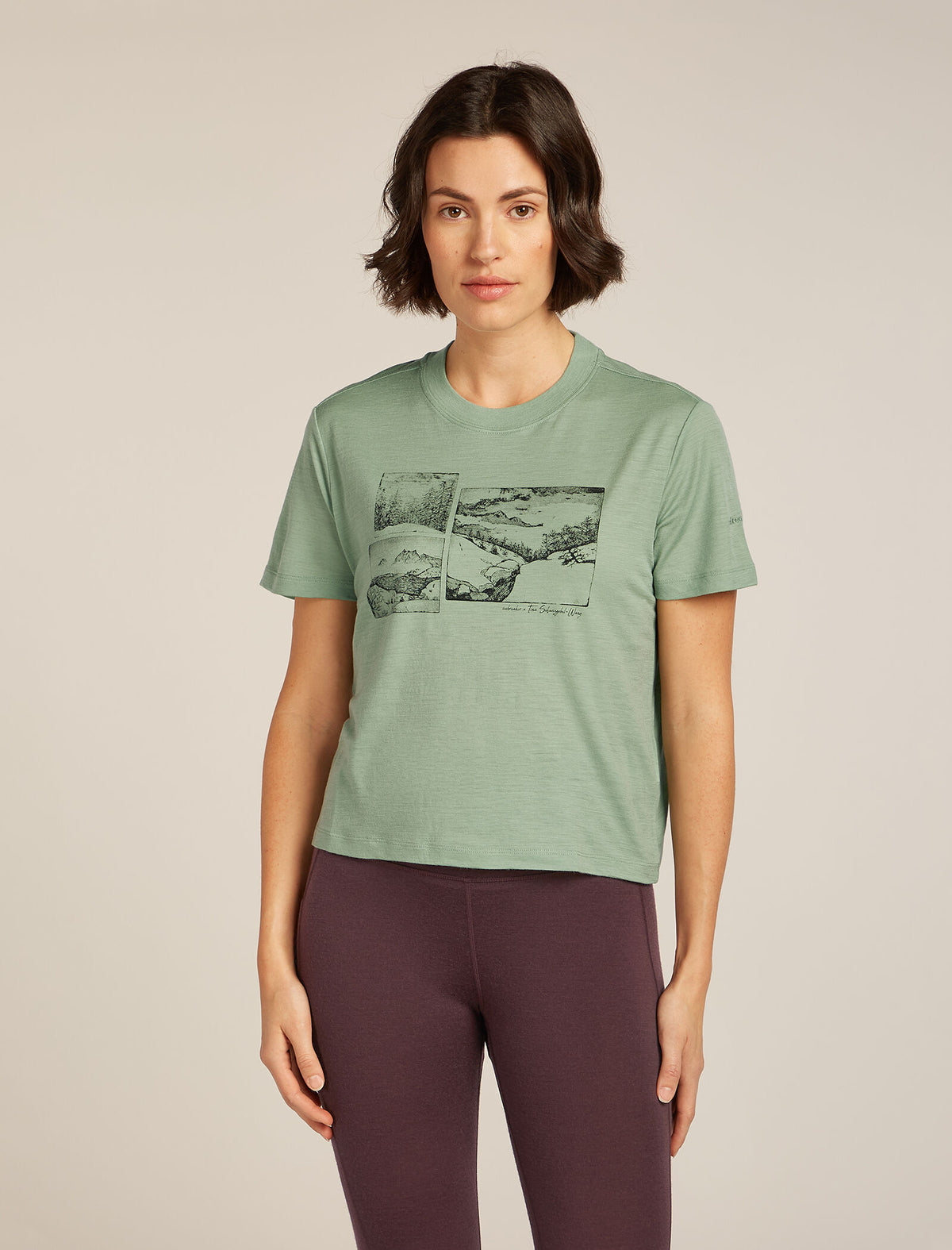 Women's Merino 150 Tech Lite Short Sleeve Crop T-Shirt The Climb Seaglass - 1