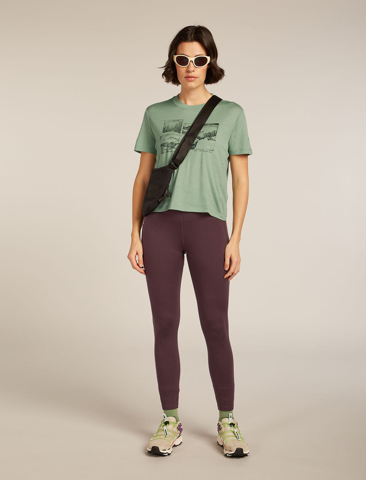 Women's Merino 150 Tech Lite Short Sleeve Crop T-Shirt The Climb Seaglass - 4