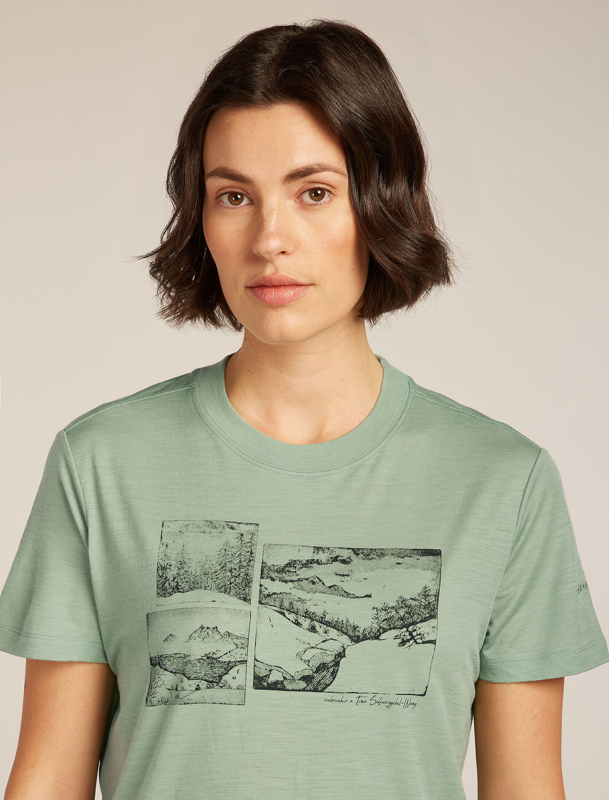 Women's Merino 150 Tech Lite Short Sleeve Crop T-Shirt The Climb Seaglass - 5