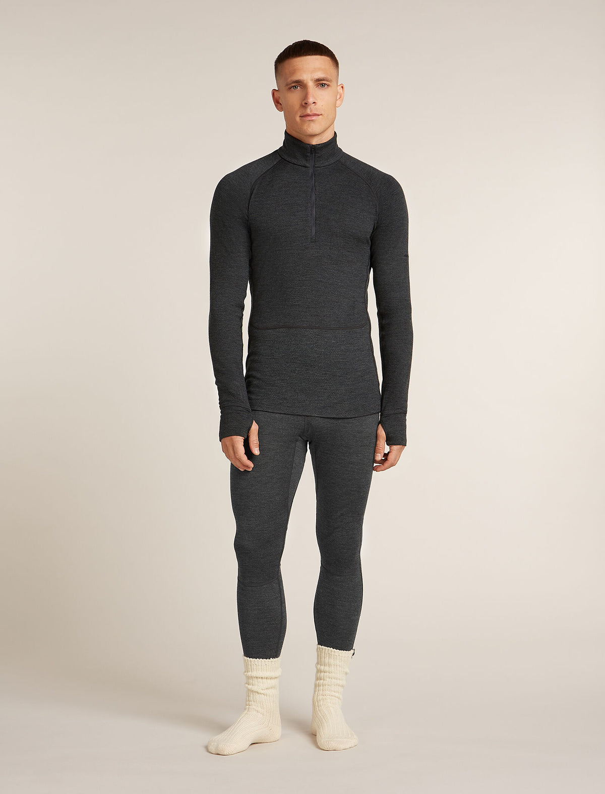Men's Merino 260 ZoneKnit™ Long Sleeve Half Zip Thermal Top Jet Heather - 10