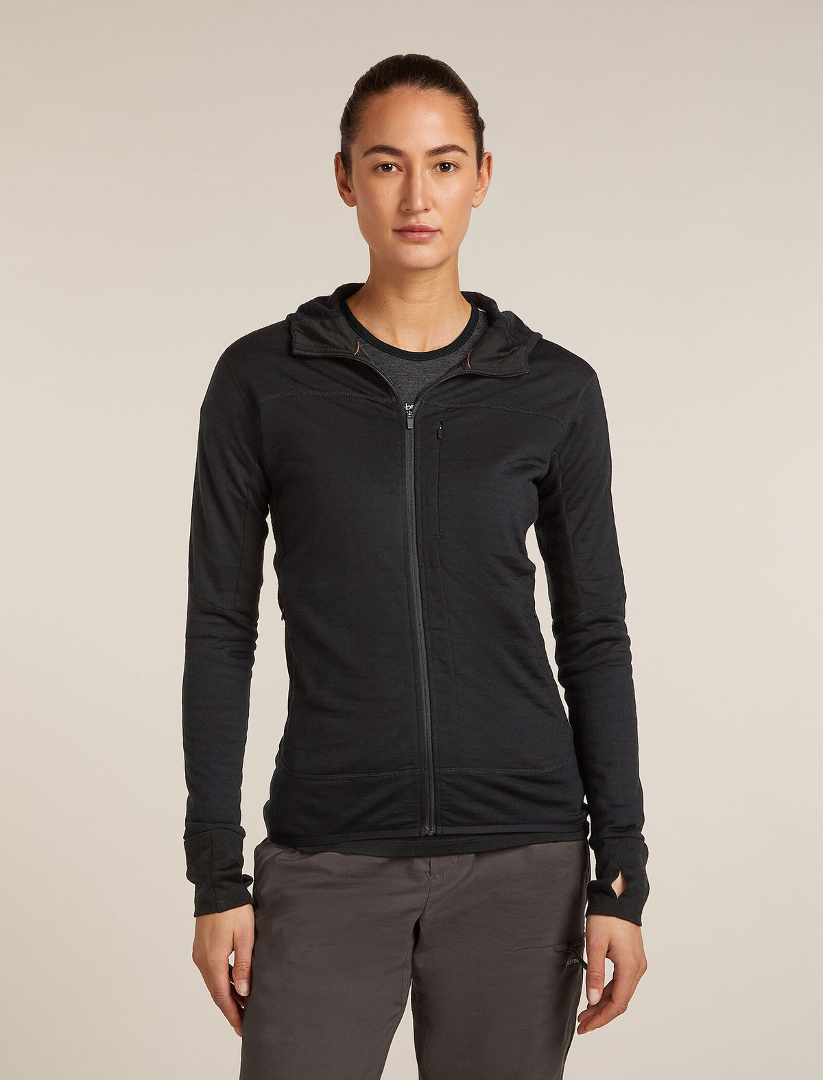 Women's Merino Blend 300 RealFleece™ Descender Long Sleeve Zip Hoodie Black - 1