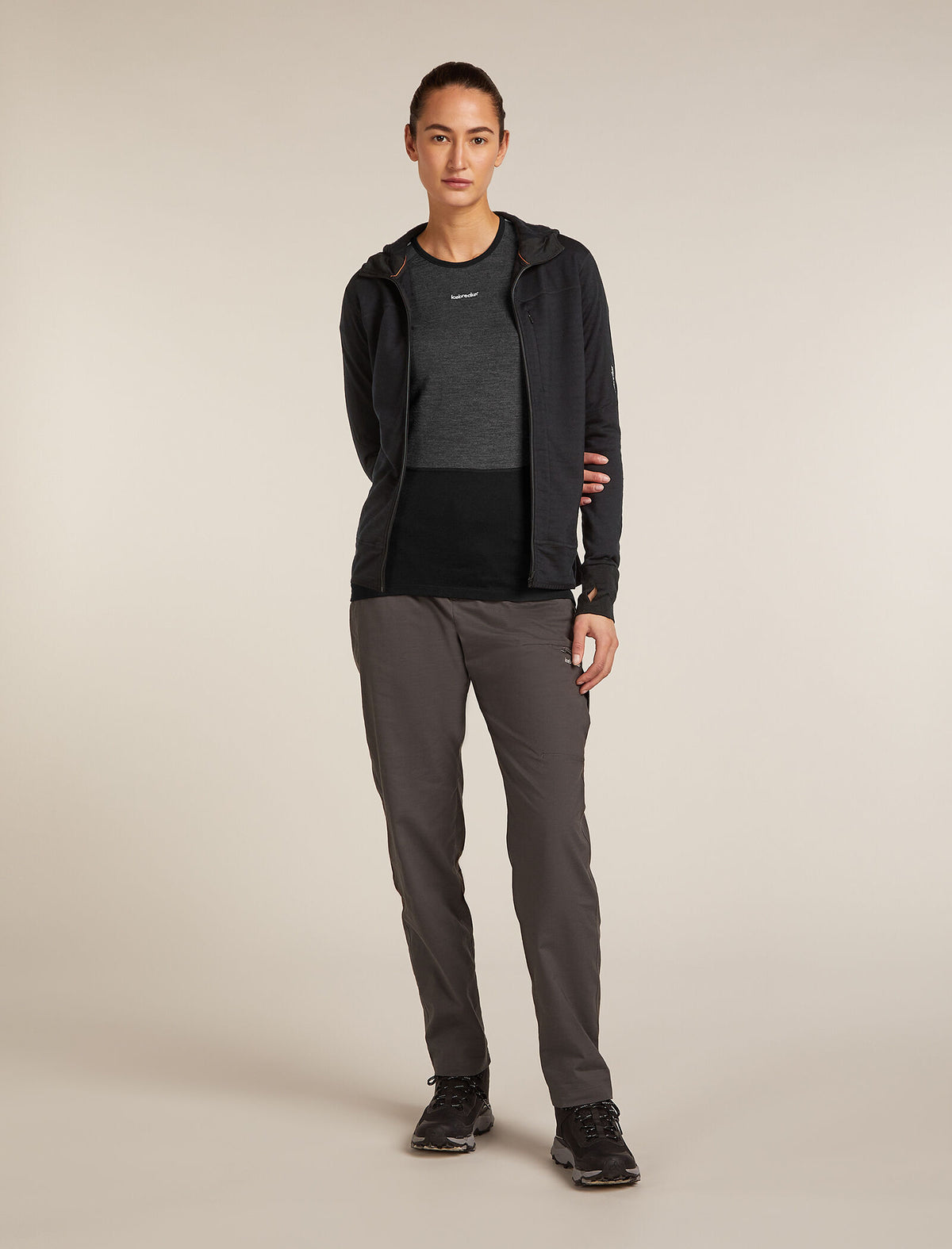 Women's Merino Blend 300 RealFleece™ Descender Long Sleeve Zip Hoodie Black - 3