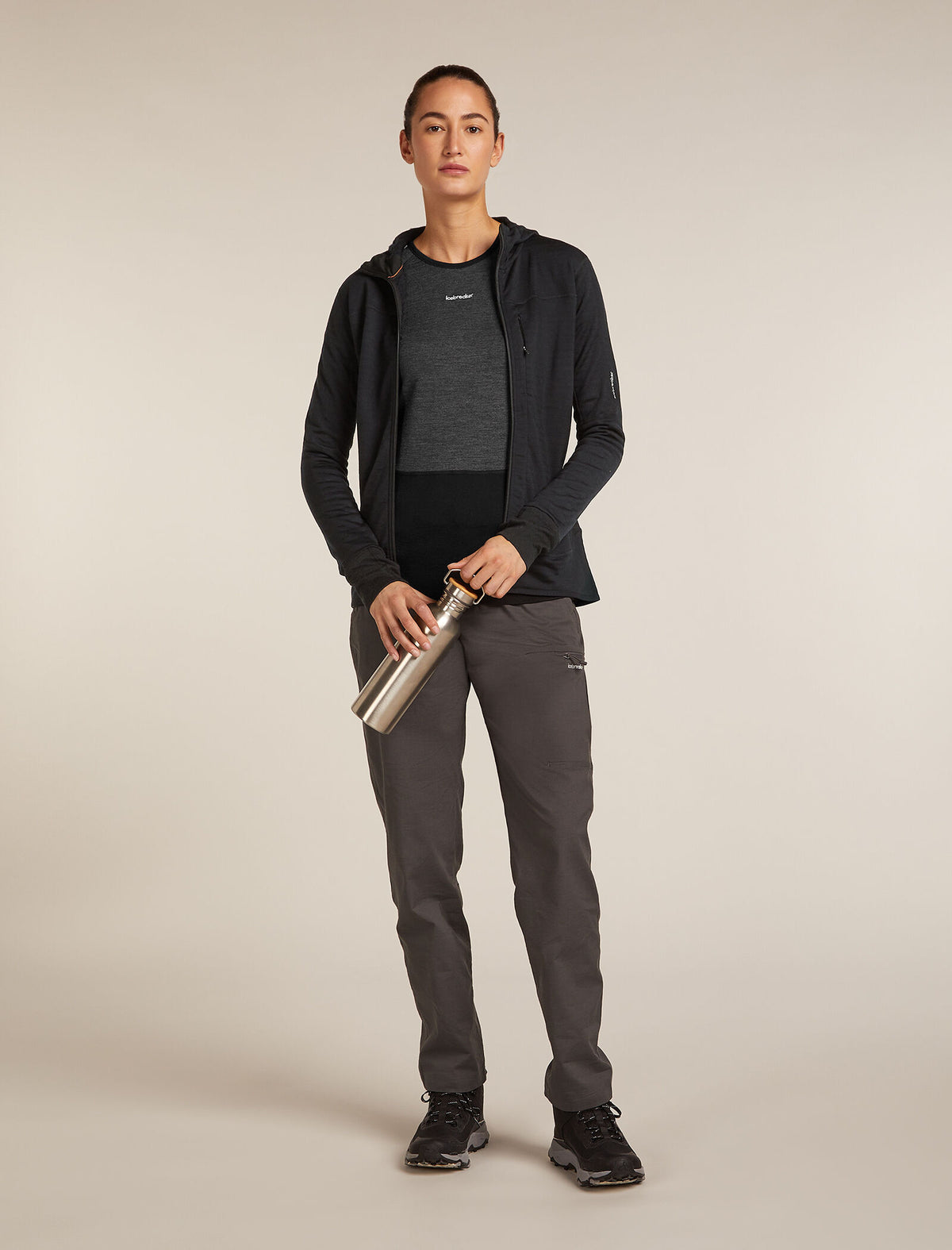 Women's Merino Blend 300 RealFleece™ Descender Long Sleeve Zip Hoodie Black - 4