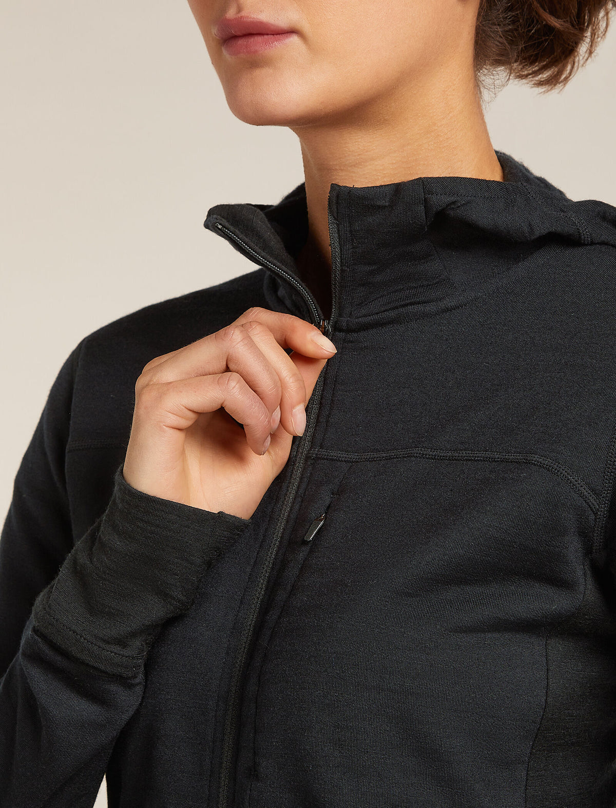 Women's Merino Blend 300 RealFleece™ Descender Long Sleeve Zip Hoodie Black - 7