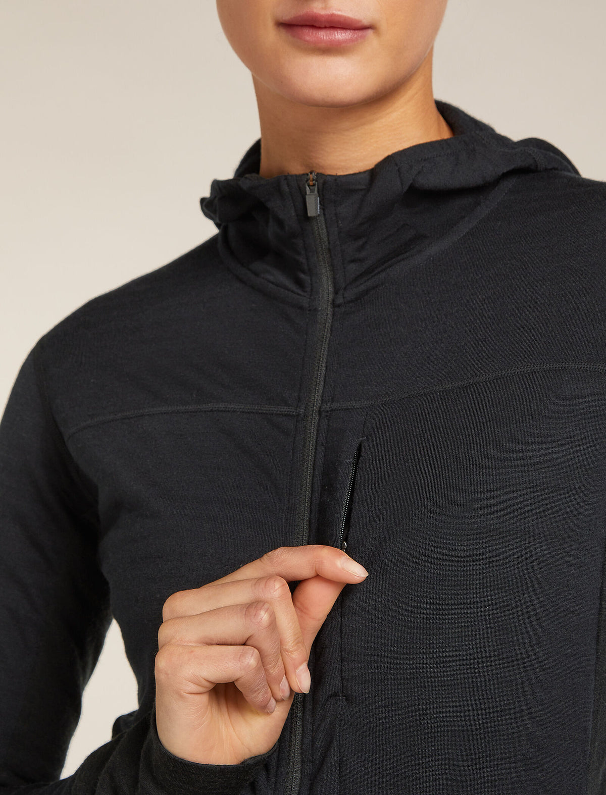 Women's Merino Blend 300 RealFleece™ Descender Long Sleeve Zip Hoodie Black - 9