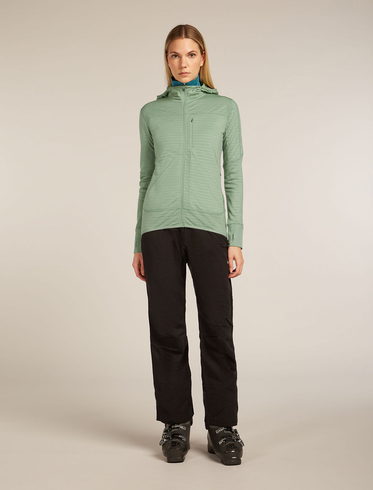 Women's Merino Blend 300 RealFleece™ Descender Long Sleeve Zip Hoodie Seaglass - 3